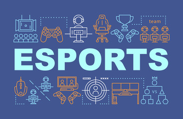 collection of gaming consoles surrounding the word "esports".