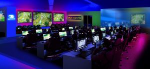 university of california's esports arena with rows of gaming computers